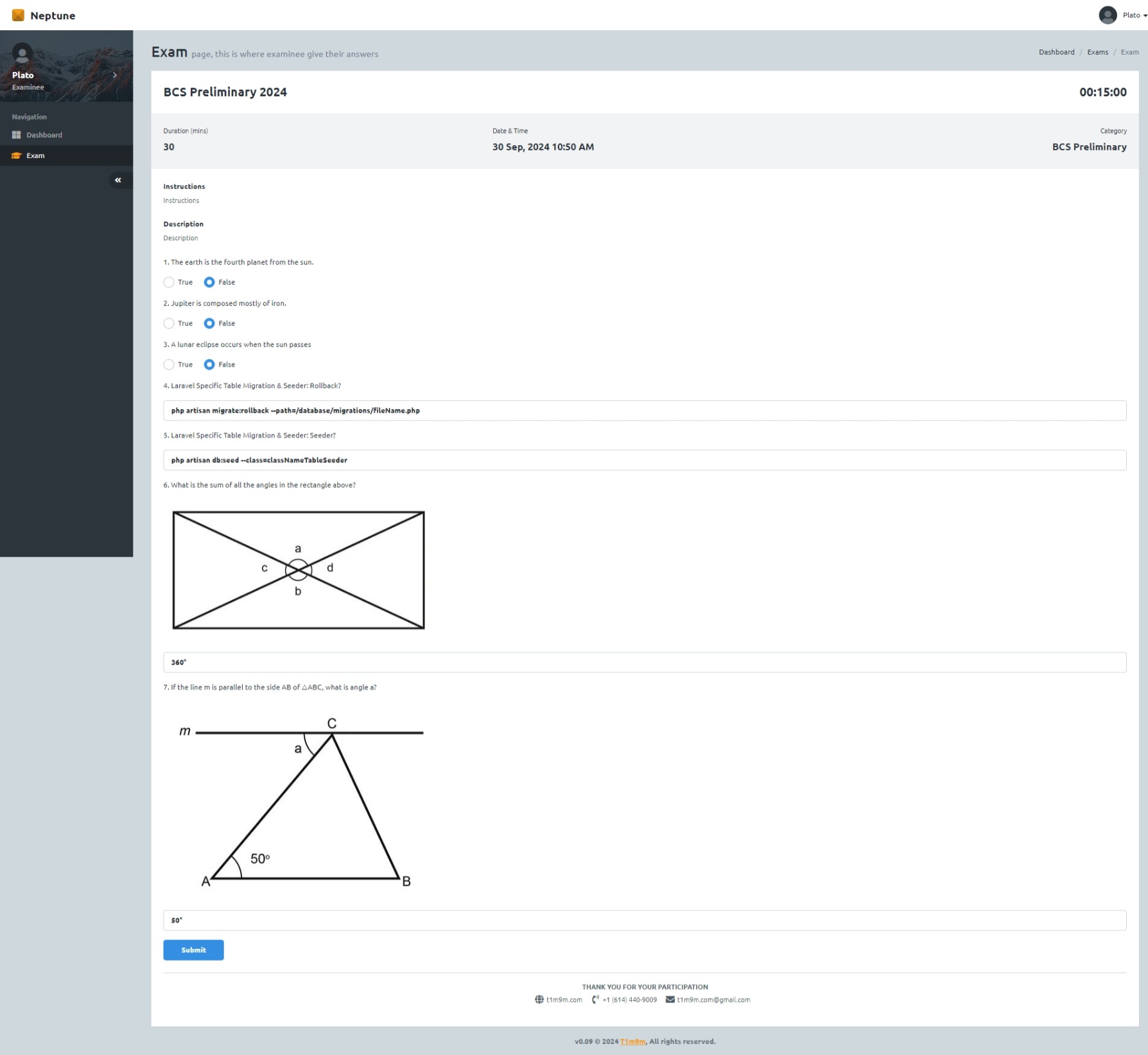 Neptune Exam Management System