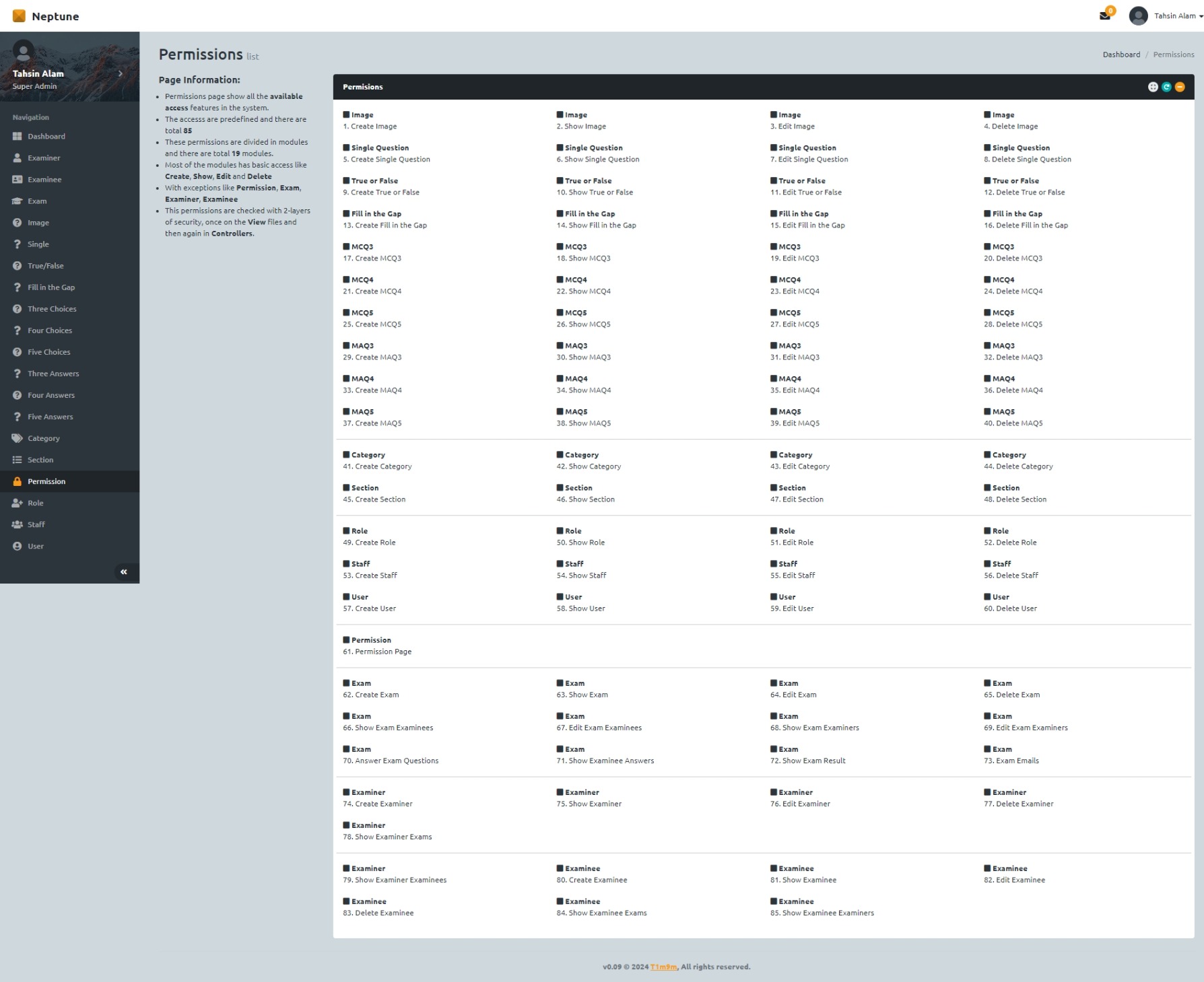 Neptune Exam Management System