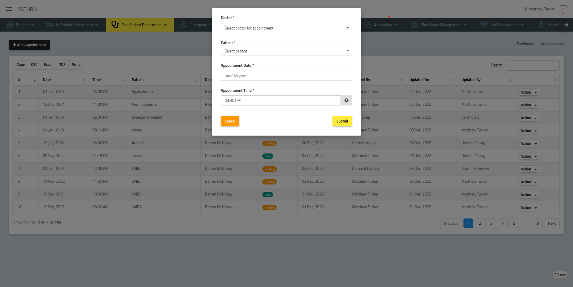 Saturn Hospital Management System