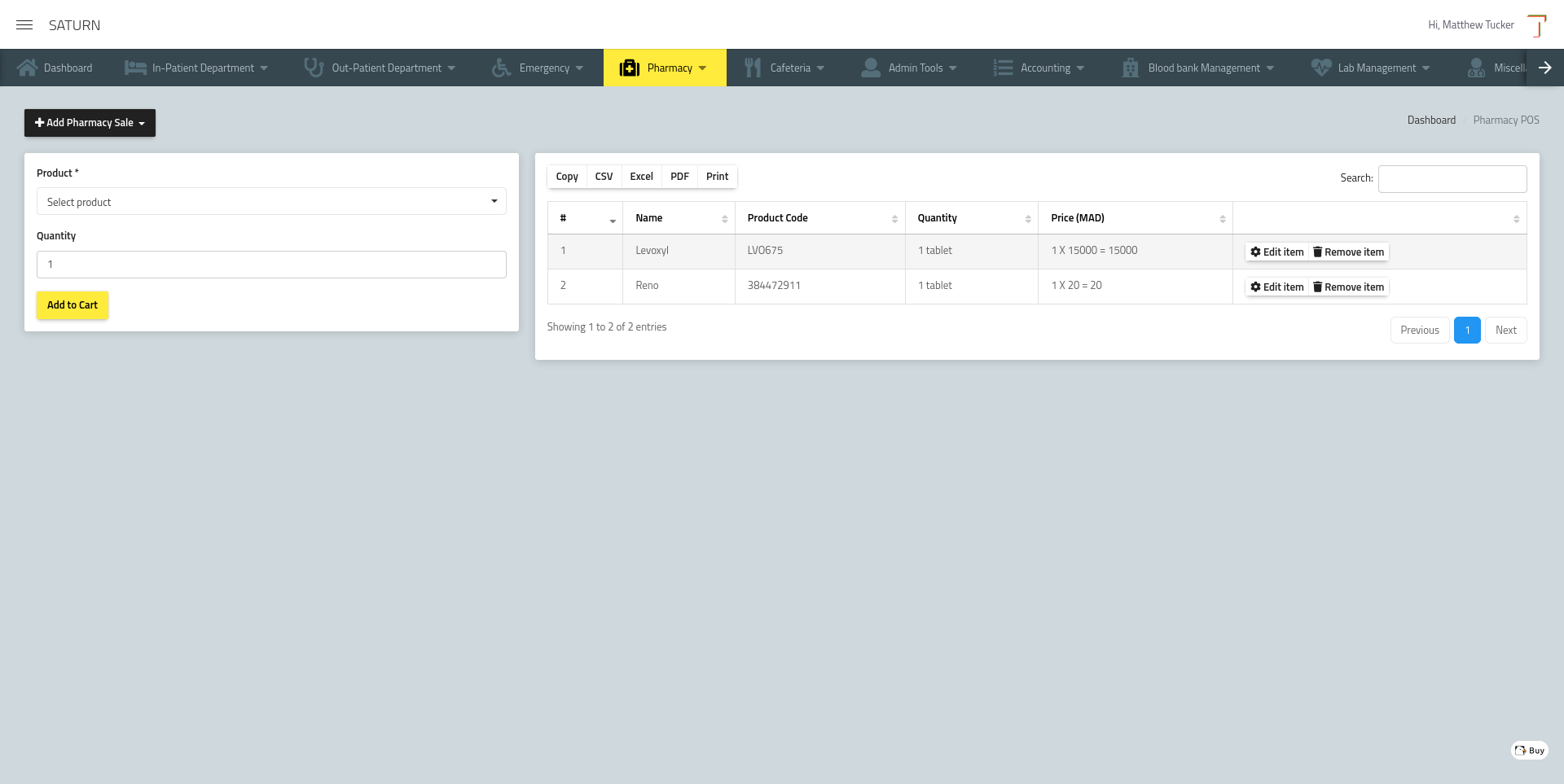 Saturn Hospital Management System